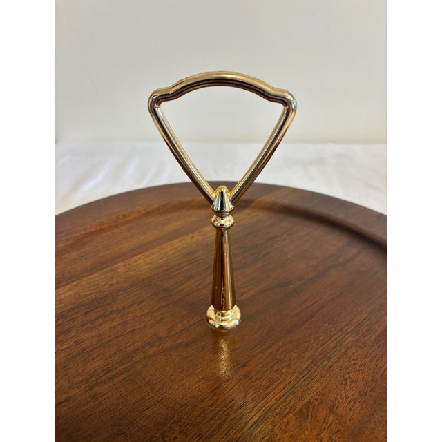 Vintage Ozark Walnutware Solid Walnut Serving Tray With Brass Handle, Mid-Century Modern For Sale In Oklahoma City - Image 6 of 9