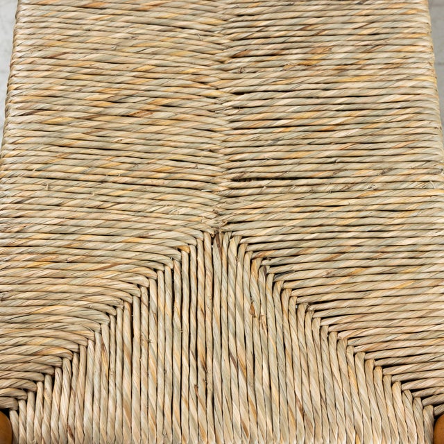 Wood Raffia and Wood Bench, 1960s For Sale - Image 7 of 8