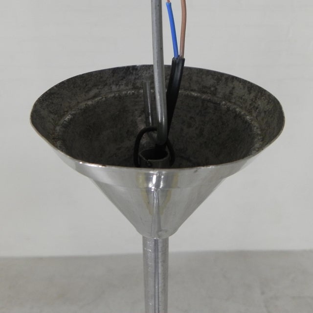 Beige Art Deco Pendant Lamp with Beige Ribbed Globe, 1930s For Sale - Image 8 of 13