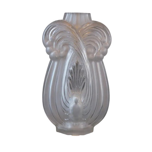 Vintage Peacock Vase by Etling For Sale