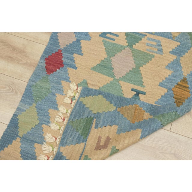 Textile 1960s Southwestern Soft Blue Hand Knotted Rug For Sale - Image 7 of 13