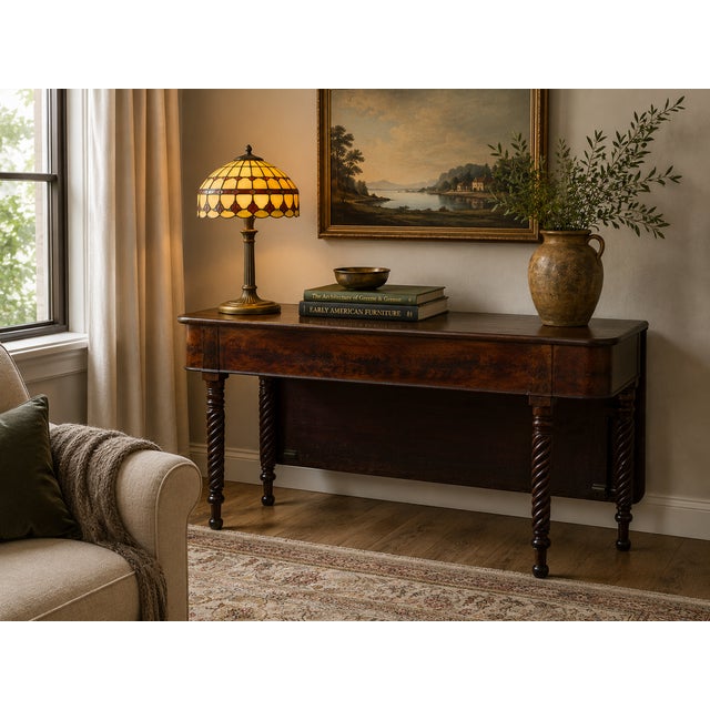 American Classical Mahogany Single Drop-Leaf Table With Spiral-Twist Legs, C. 1830–1845 For Sale - Image 10 of 12