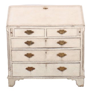English Painted Secretaire with Brass For Sale