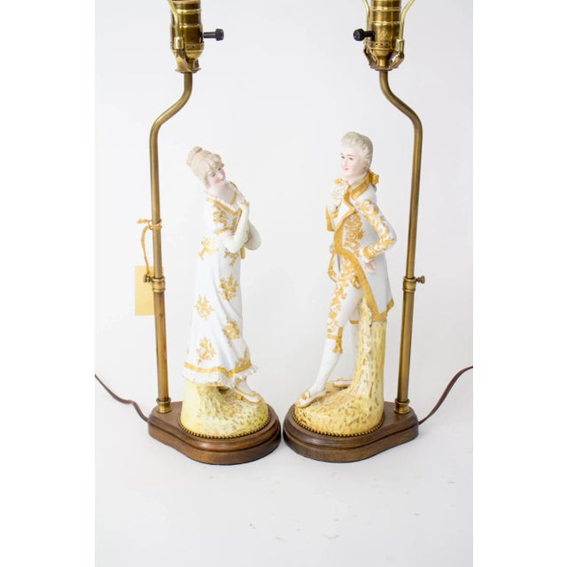 20th Century Courting Couple Bisque Figural Lamps a Pair Chairish
