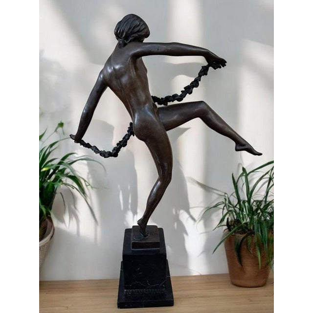 Vintage French Art Deco Bronze Lady Dancer Figurine, Large Antique, Pierre Faguays, 1920s For Sale - Image 4 of 18