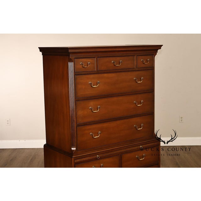 Kittinger Mahogany 10 Drawer Chippendale Style Chest-on-Chest Tall Dresser For Sale - Image 18 of 18
