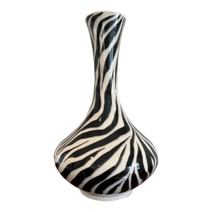 Mid Century Vase Ceramic Glaze Zebra