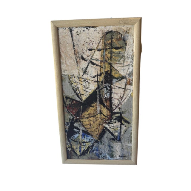 A striking vintage abstract composition with strong Mid-Century Modern influence, featuring an expressive arrangement of...