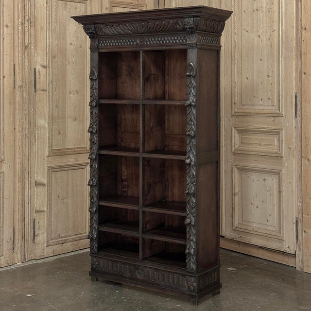 19th Century Renaissance Revival Carved Oak Barrister's Bookcase For Sale - Image 4 of 18