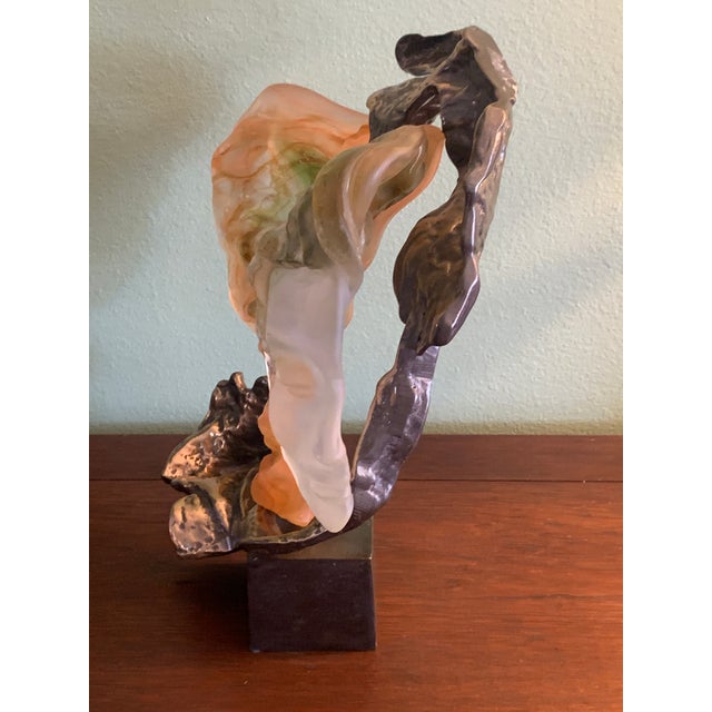 1990s Yves Lohé "Le Vent" Signed Bronze and Pâte De Verre Sculpture, France For Sale In Denver - Image 6 of 14