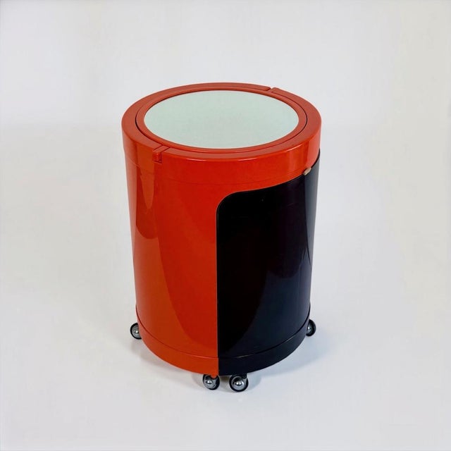 Silvi Dressing Table and Chair in Orange and Brown Plastic from Fain, 1970s, Set of 2 For Sale - Image 9 of 18