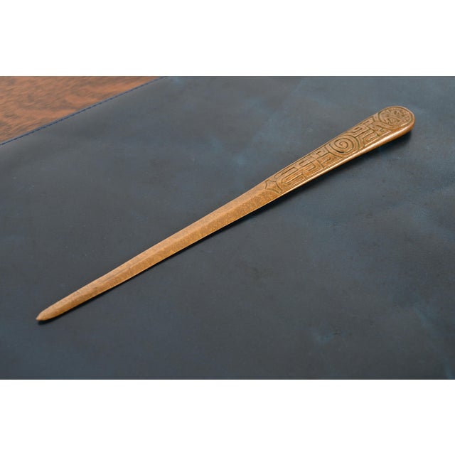 A gorgeous antique Arts & Crafts or Art Deco period gilt bronze letter opener featuring Zodiac designs By Tiffany Studios...