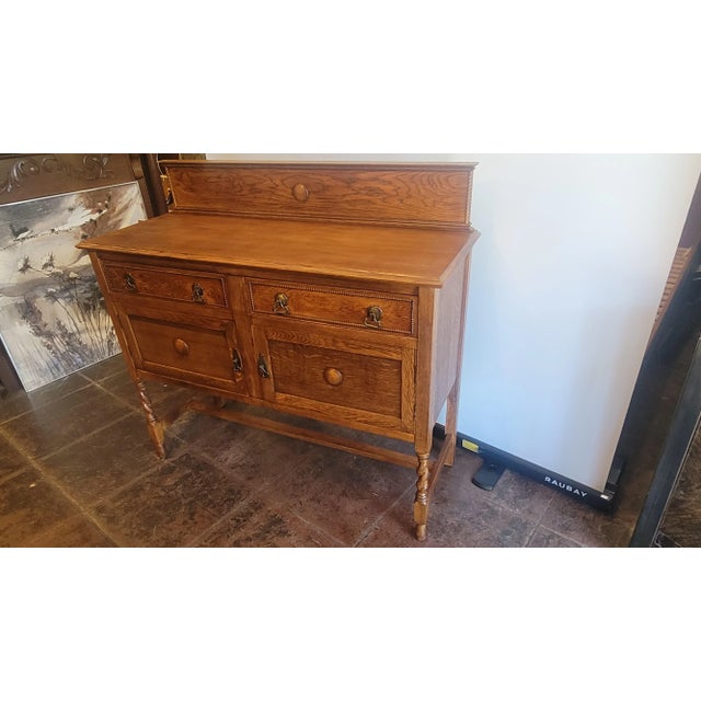 1890s Antique Jacobean Barley Twist English Oak Sideboard For Sale - Image 9 of 10