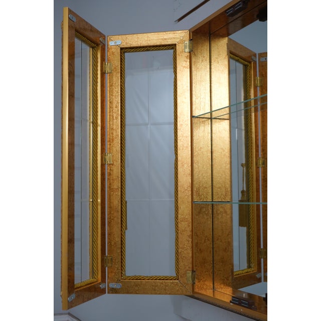 French French Gold Gilt Etched Glass Wall Cabinet For Sale - Image 3 of 11