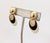 Napier Vintage 1970s Signed Napier Off White, Black & Goldtone Disc Pendant Clip Earrings-2 Pieces For Sale - Image 4 of 7
