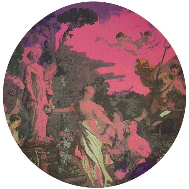 Contemporary Nicolette Mayer Cyprus Picnic Pop Pink 16" Round Pebble Placemats, Set of 4 For Sale - Image 3 of 3