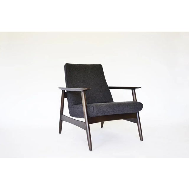 Mid-Century Modern Set of Vintage Dark Brown Oak & Felt Armchairs by Valerija Ema Supermaniene for Vilnius Furniture Factory, 1960s For Sale - Image 3 of 9