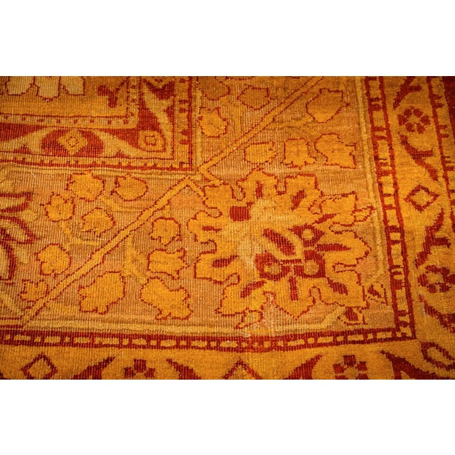 Textile 1900s Red Medallion Traditional Antique Indian Agra Knotted Wool Gallery Rug For Sale - Image 7 of 9