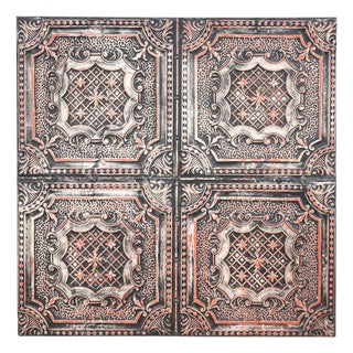 Handcrafted Quadrant Antique Tin Ceiling Wall Panel 47 X 47 In. For Sale