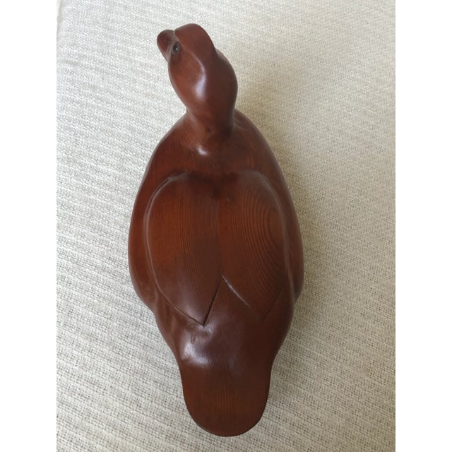 American Vintage Hand-Carved Redwood Buffelhead Duck For Sale - Image 3 of 12