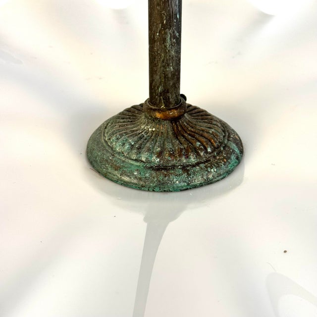 Early 1900’s Milk Glass Ruffled Petticoat Hanging Fixture For Sale - Image 4 of 7