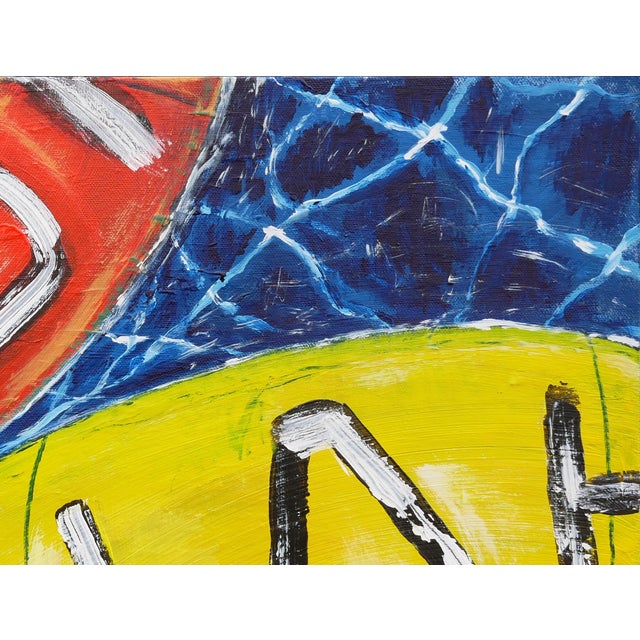 Moisés Villafuerte "Dos Vidas" Blue, Red, and Yellow Contemporary Painting with Texts, 2023 For Sale In Houston - Image 6 of 11
