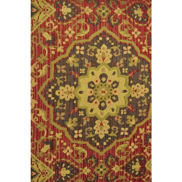 (4) Contemporary Mediterranean Red and Brown Tapestry Faux Leather Throw Pillows For Sale - Image 4 of 8
