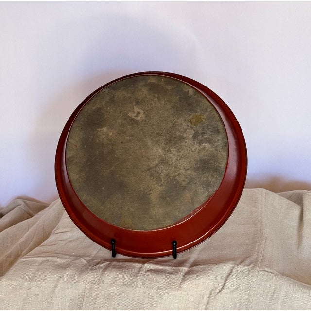 1800s Antique Toleware Tray With Yellow Handpainted Details For Sale - Image 4 of 4