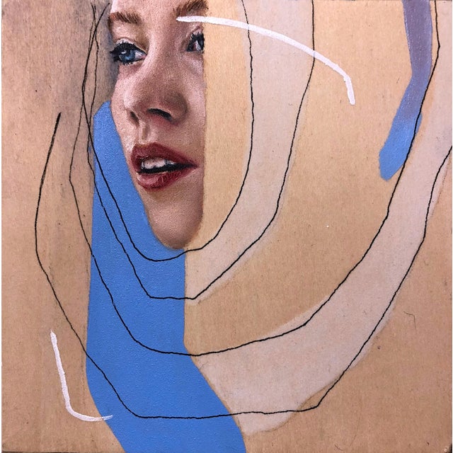 Swarm II features a striking close-up of a face, partially obscured by dynamic, swirling lines and abstract shapes. The...