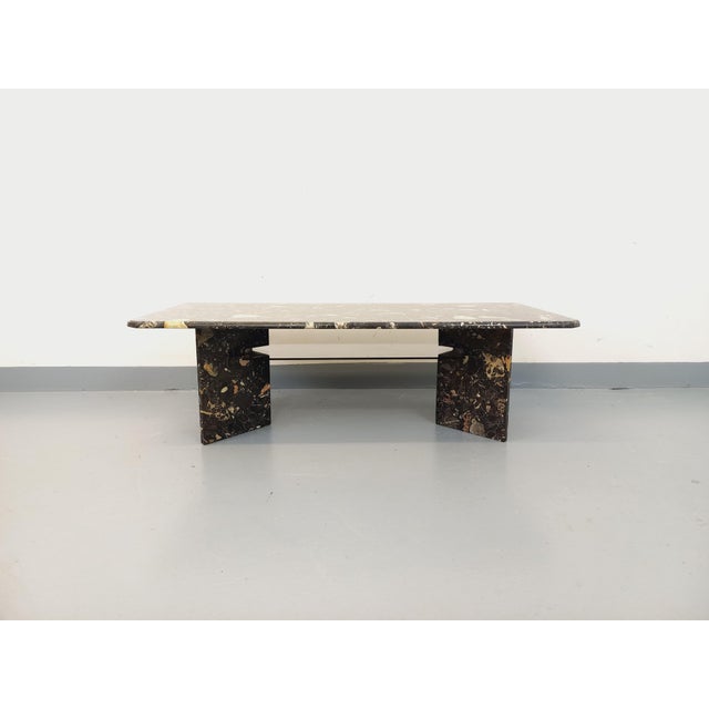 Vintage Rectangular Coffee Table in Black Marble and Smoked Glass, 1960s For Sale - Image 4 of 18