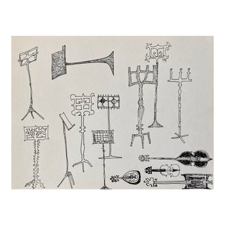 Ron Yrabedra Music Instruments and Stands Drawing For Sale