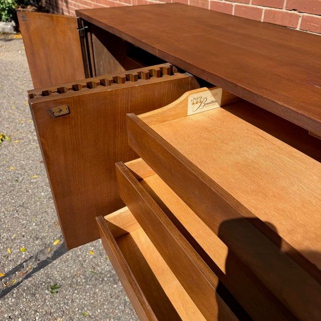 Broyhill Broyhill Brasilia Mid-Century Modern Walnut Credenza Sideboard For Sale - Image 4 of 11