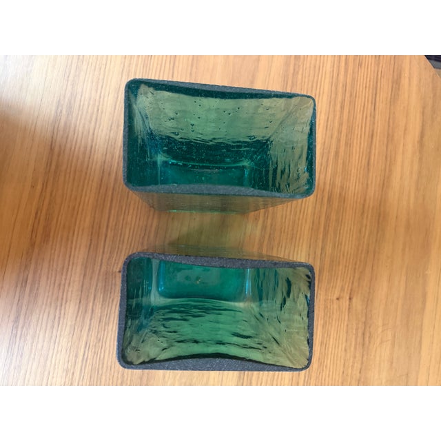 Pair of Vintage Blenko Hand Blown Glass Vases — Style 3732, Teal Green For Sale In Columbus - Image 6 of 6