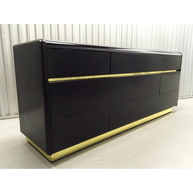 Lane Black Lacquer Brass Detail Dresser Chairish