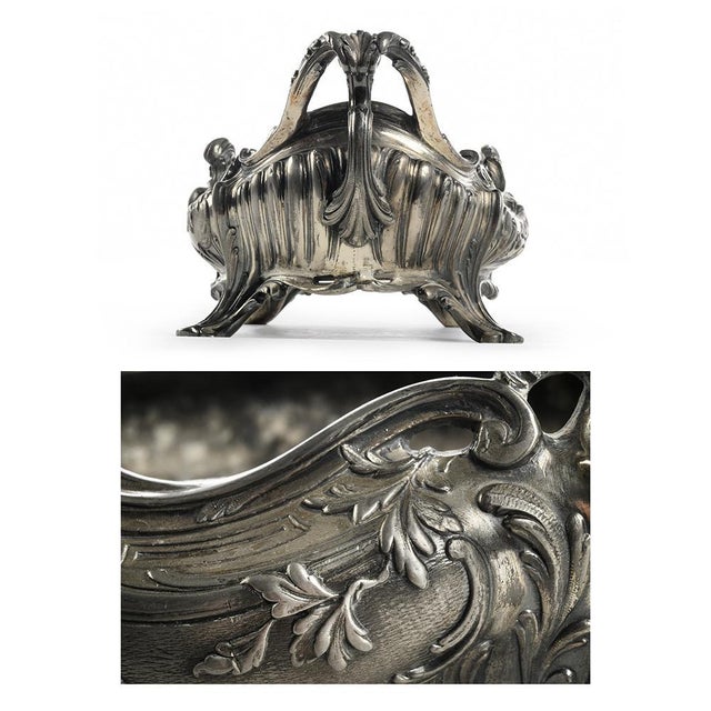Vintage Metal Silver Centerpiece For Sale - Image 5 of 7