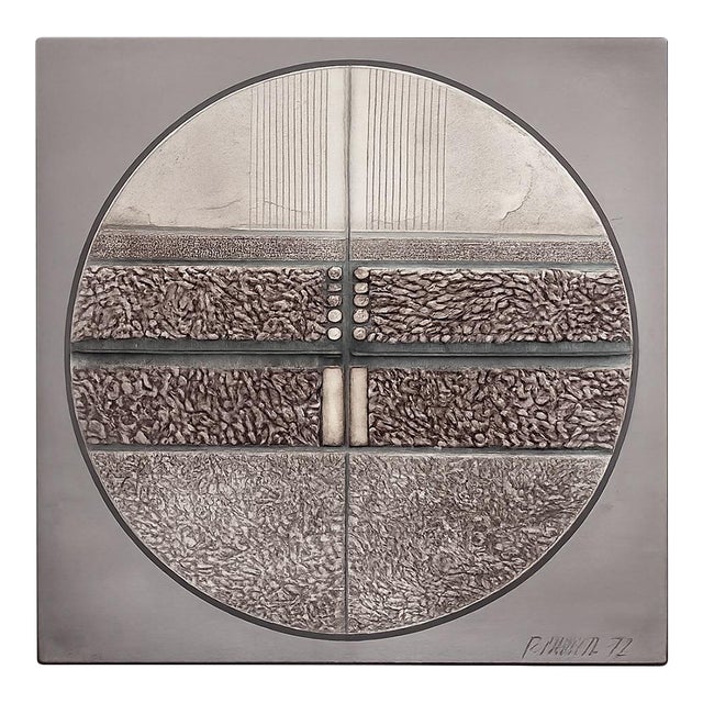1972 Monumental Brutalist Mixed Media Relief Artwork on Panel, 48” Square For Sale