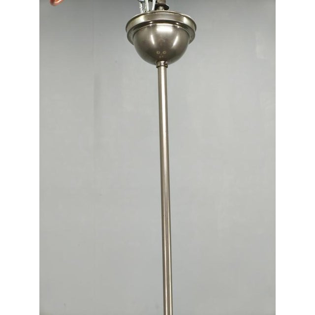 Metal Art Deco Nickel Chandelier with Opaline Glass Globes, 1930s For Sale - Image 7 of 14