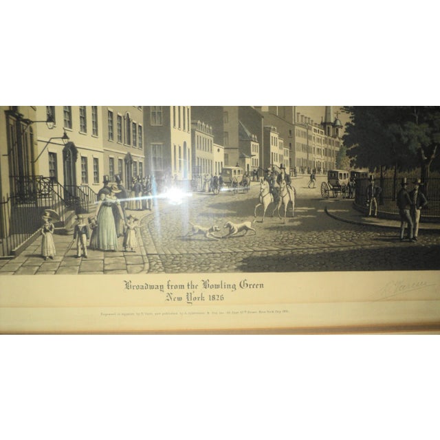 Antique Broadway From the Bowling Green Ny Lithograph Engraved Print Signed R Varin For Sale - Image 4 of 13