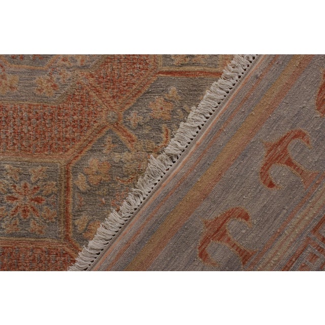 Orange Rug & Kilim’s Khotan Style Rug in Blue and Orange Geometric Pattern For Sale - Image 8 of 8