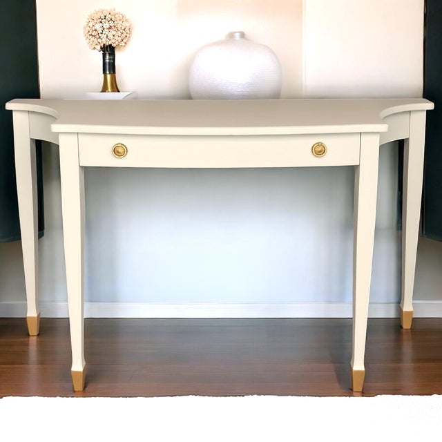 1990s Sage Green Console Table | Neoclassical Inspired Design For Sale - Image 9 of 9