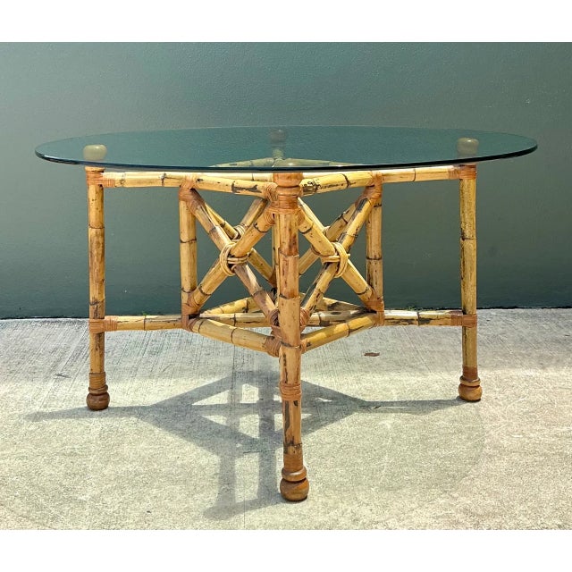 Late 20th Century Vintage Bamboo and Glass Dining Table For Sale - Image 5 of 12