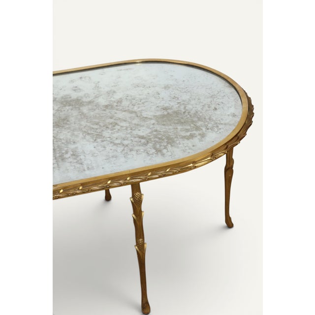 Baguès Coffee Table in Gilt Bronze and Aged Mirror, 1950s For Sale - Image 16 of 18