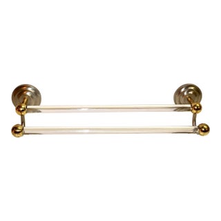 Large Lucite and Brass Towel Rack | Double Bars For Sale