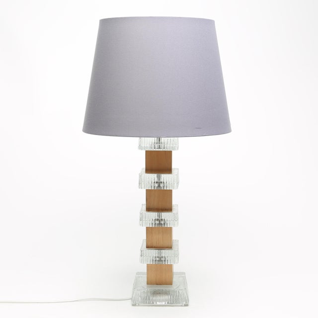 Tan Table Lamps in Teak and Glass attributed to Ateljé Glass & Trä, Sweden, 1970s, Set of 2 For Sale - Image 8 of 16