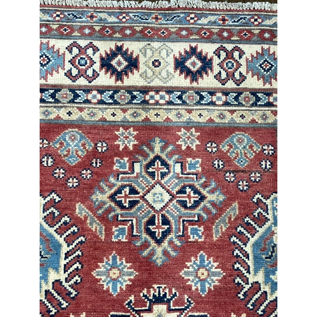 Tribal Hand-Knotted Kazak Rug 3'4" X 4'10" For Sale - Image 3 of 5