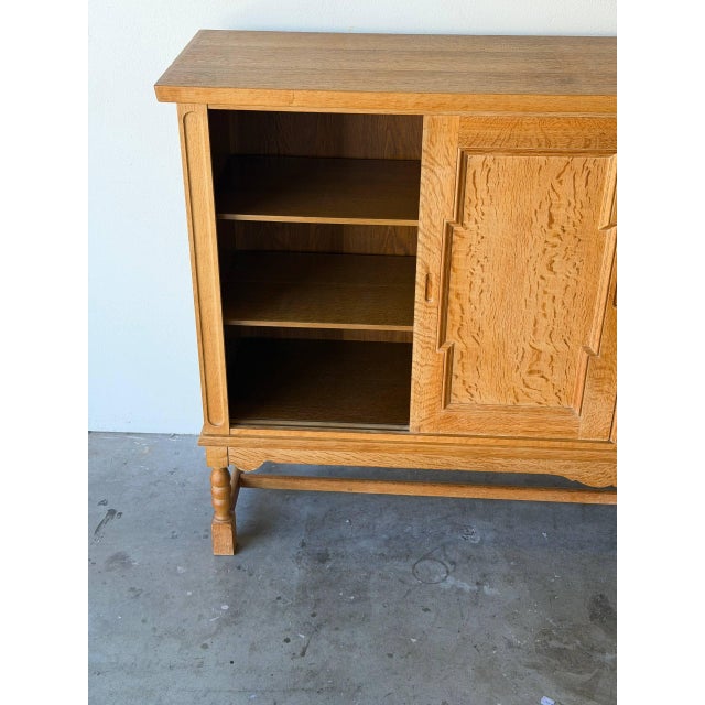 Brown Vintage Danish Oak Sideboard in Style of Henning Kjærnulf — Mid Century Scandinavian Credenza For Sale - Image 8 of 9