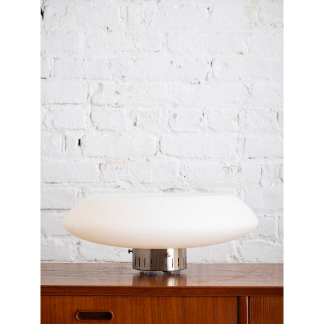 Mid-Century Modern Vintage Space-Age Style Saucer Lamp With Chrome Base For Sale - Image 3 of 6