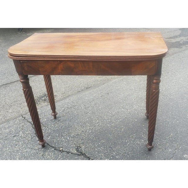 Wood 19th Century Empire Style Mahogany Fold-Top Game Table or Console Table For Sale - Image 7 of 11