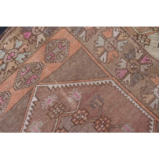 Vintage Turkish Oushak Runner With Muted Earth Tones and Soft Pastel Accents 3'6"x12'0" For Sale - Image 10 of 10