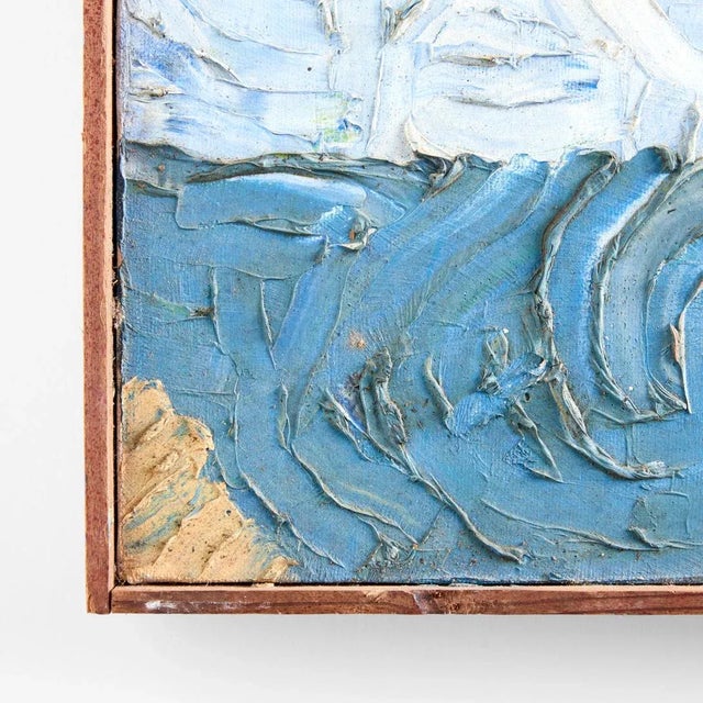 1960s Framed Vintage Impressionist Style Painting of a Boat For Sale - Image 5 of 8